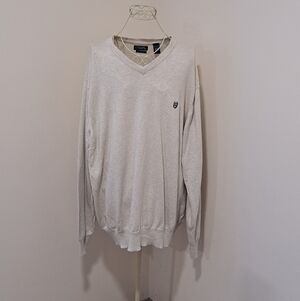 Men's CHAPS Cotton Silk Heathered Pullover Vneck Sweater, Size 3XL.